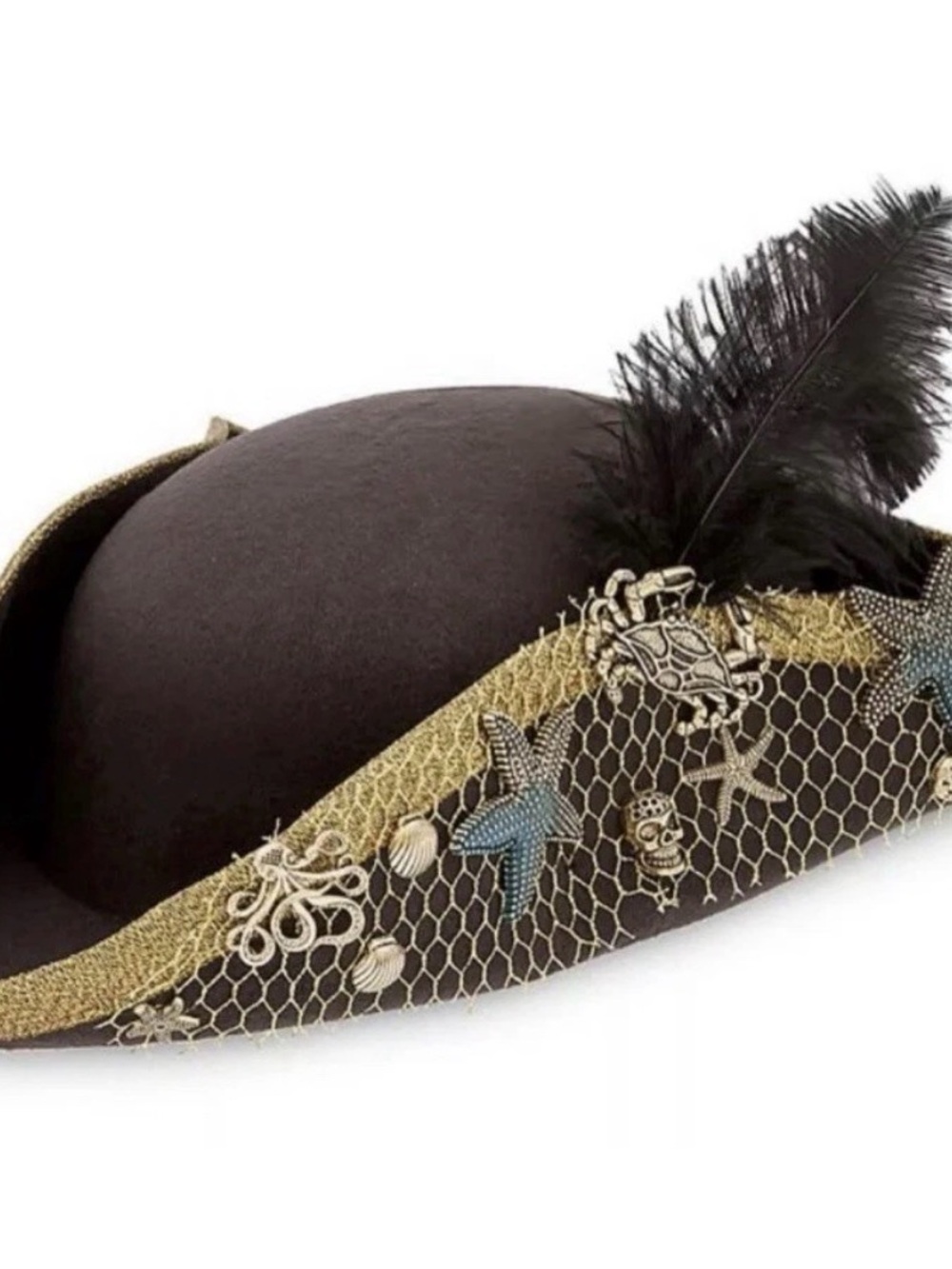 Disney Store Descendants Uma Costume Pirate Hat Black Fancy Gold Youth OSFM